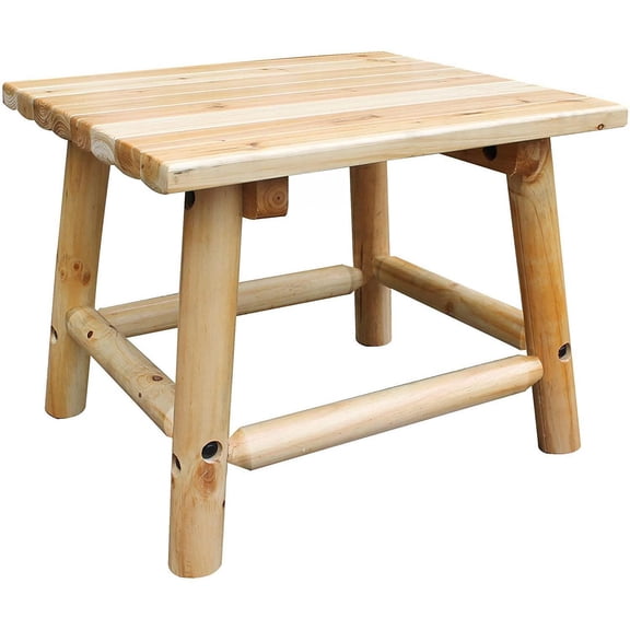 HomeStock Earthy Elegance Outsoor Wood End Table, Pine Wood Construction, 20"D x 24"W x 18"H, Natural Wood Finish, Outdoor Chairside Table, Side Table for Patio, Porch End Table