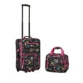 thumbnail image 1 of Expandable Carry On Luggage Set - 2 Piece Travel Suitcase - Lightweight Rolling Travel Bag - Black Pink, 1 of 1