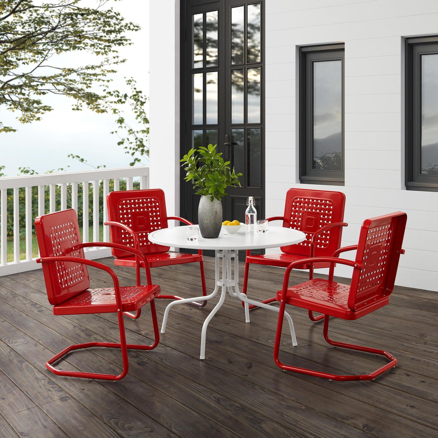 Ruby Red Steel 5-Piece Retro Outdoor Dining Set