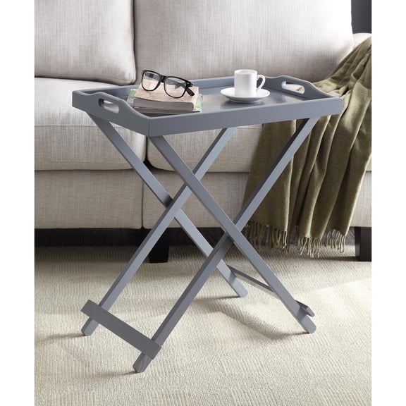 HomeStock Folding Tray Table, Solid Wood Frame, Multipurpose Use, Easy Fold Storage, Ideal for Serving & Small Spaces, 13.75"D x 21.87"W x 24.5"H