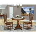 thumbnail image 1 of French Country Dining Set 3Pc Table & Chairs - 36 Inch Round Wood Table with 2 Seats, 1 of 5