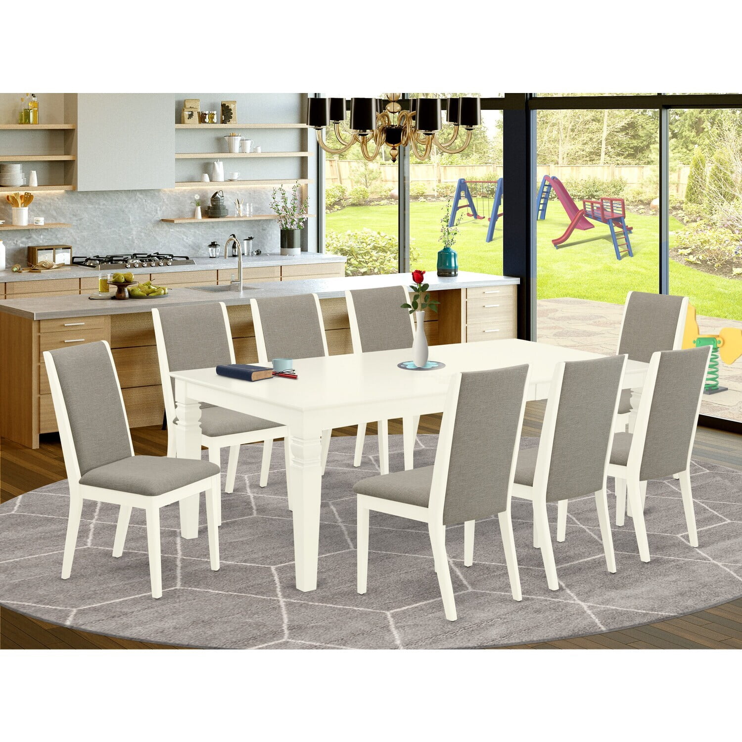HomeStock French Country 9-Piece Dining Room Set- 8 Person Dining ...