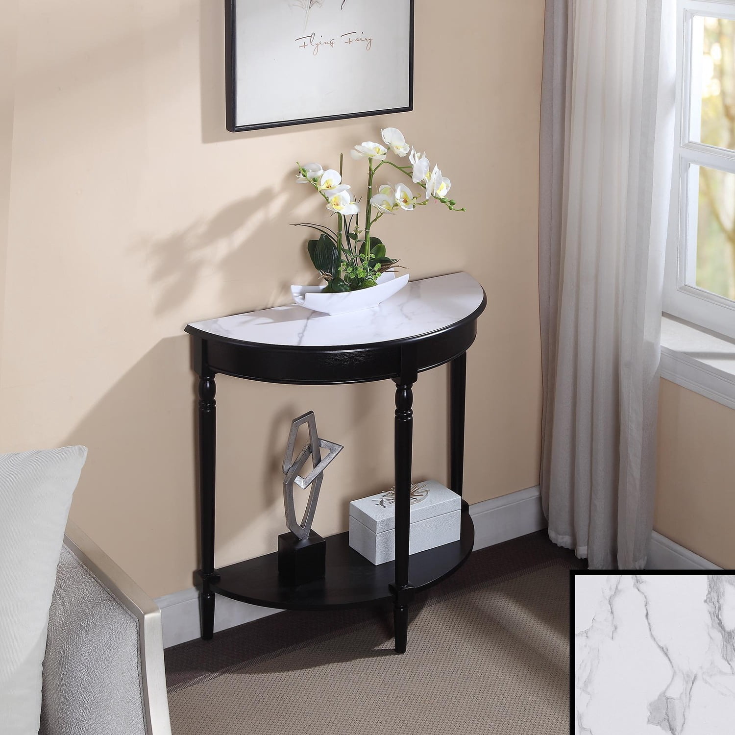 HomeStock French Country Half-Round Entryway Table With Shelf - Walmart.com