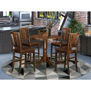 French Country Dining Set - Height Table & Chairs - Dark Mahogany Finish - Home Kitchen Furniture