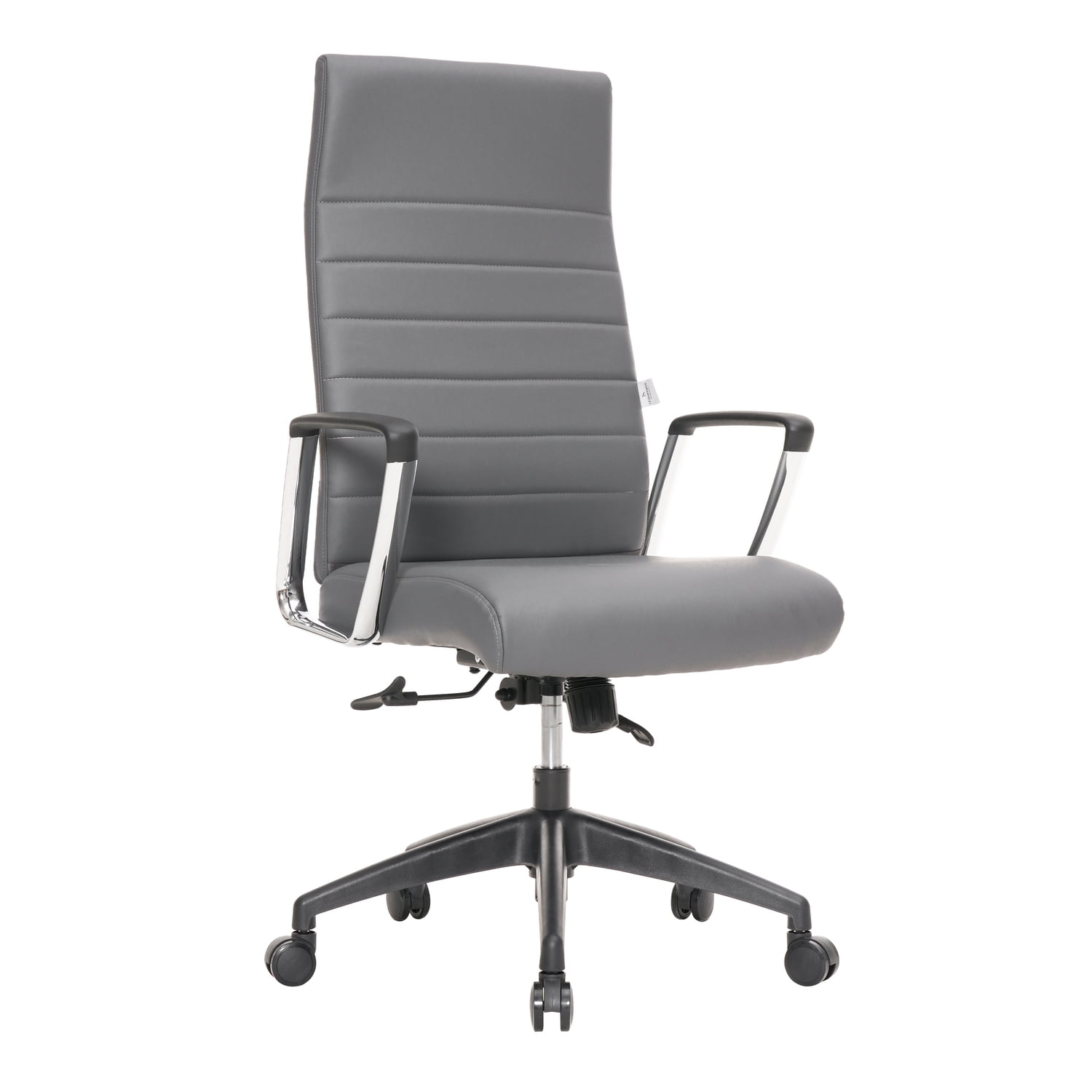 Gray High-Back Leather Swivel Office Chair, 47"