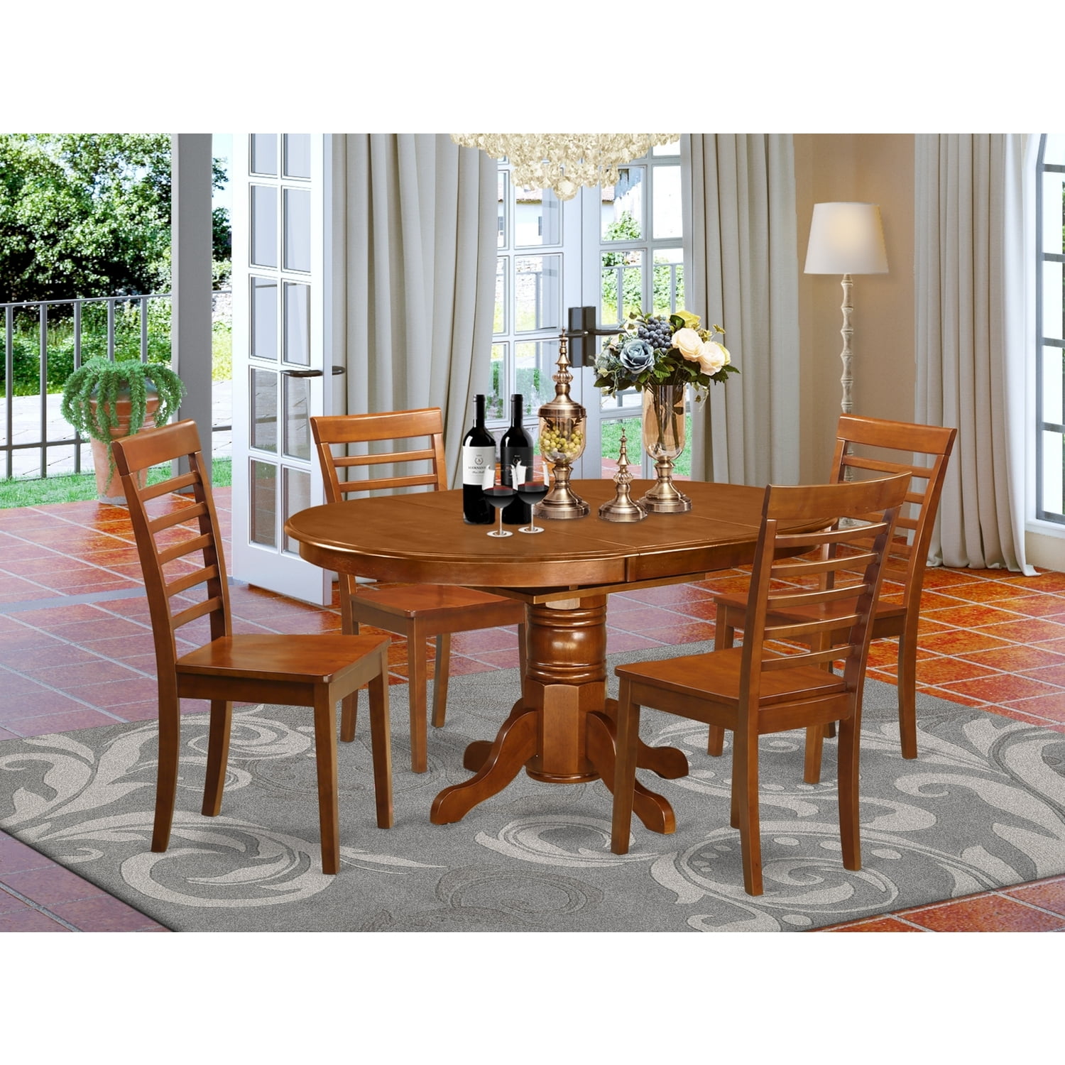 HomeStock French Country Room Set Oval Dinette Table With Leaf And HomeStock Chairs Walmart