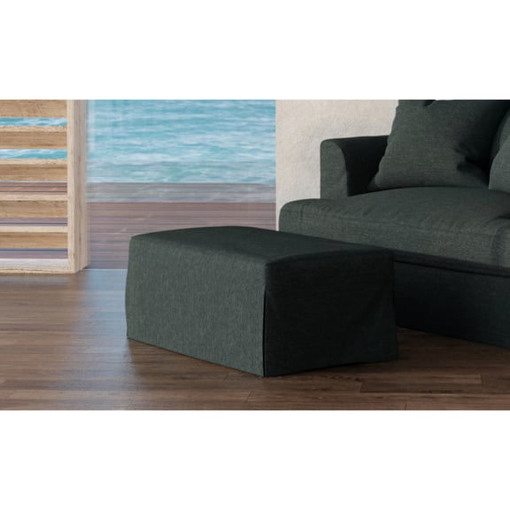 French Country Ottoman44" Slipcovered FootrestWashable Performance FabricDark Gray