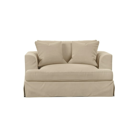 Oversized Chair And A Half Slipcovered, Comfortable Armchair, Washable Fabric, Living Room Accent Chair, Tan