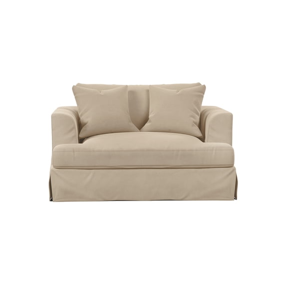 Oversized Chair And A Half Slipcovered, Comfortable Armchair, Washable Fabric, Living Room Accent Chair, Tan