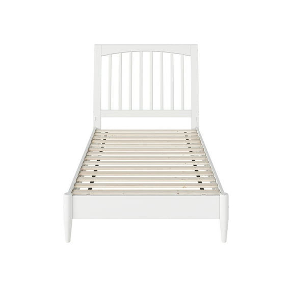 HomeStock French Country Twin Solid Wood Low Profile Sleigh Platform Bed in White