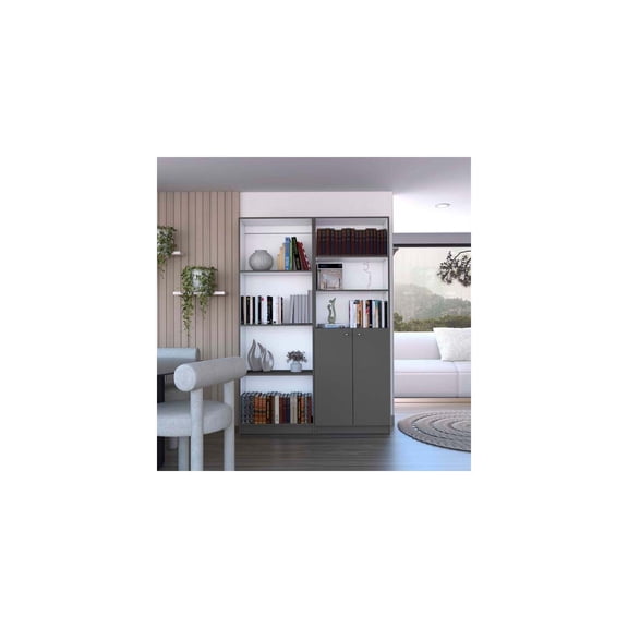 HomeStock French Fabulous 2 Piece Living Room Set with 2 Bookcases, 71.1" x 24.7" x 11.7", Matt Gray/White, Manufactured Wood, Durable Construction, Elegant Finish