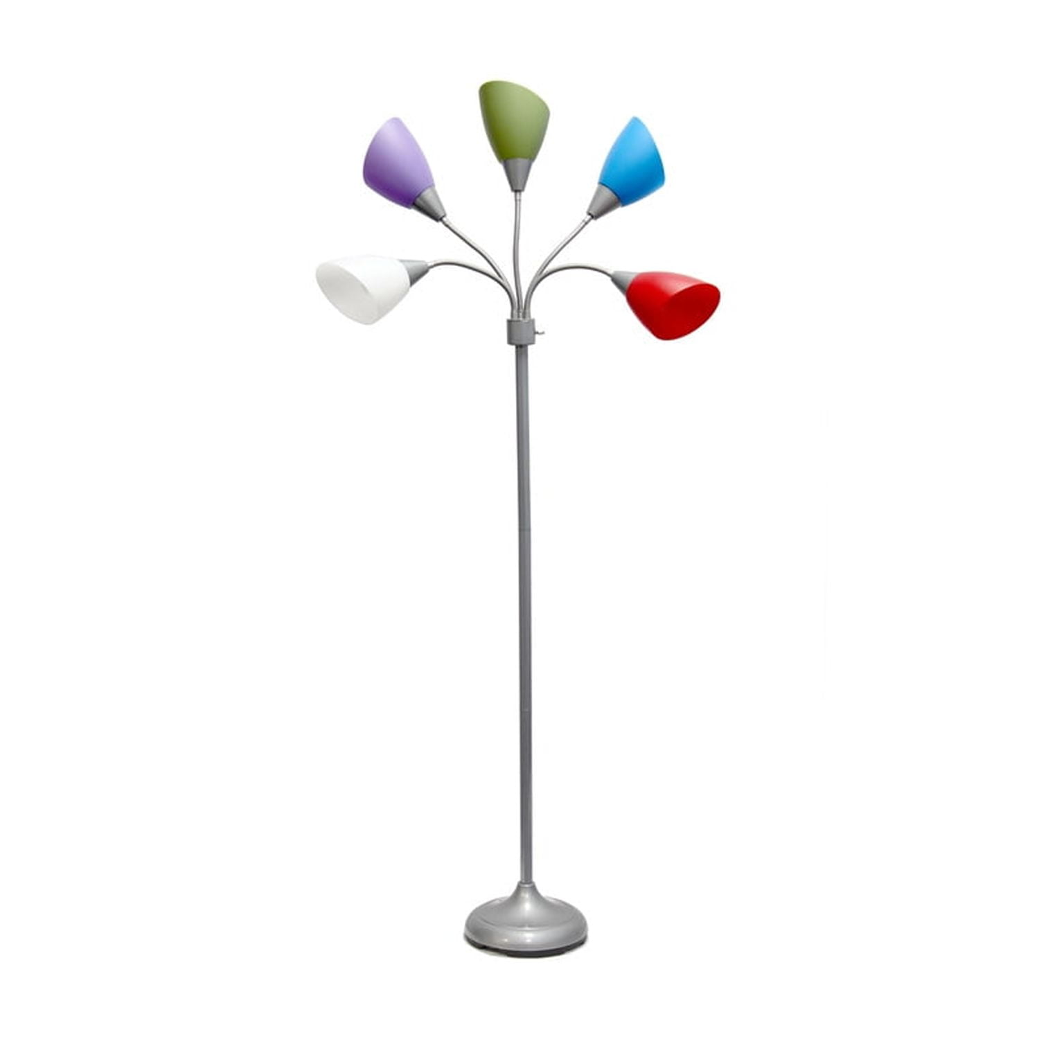 67" Contemporary Silver Multi-Head Adjustable Gooseneck Floor Lamp for Kids