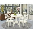 thumbnail image 1 of HomeStock 5 Piece Kitchen Table Set for 4 Includes a Round Dining Table with Pedestal and 4 Faux Leather Dining Room Chairs, 36x36 Inch,Linen White, 1 of 4