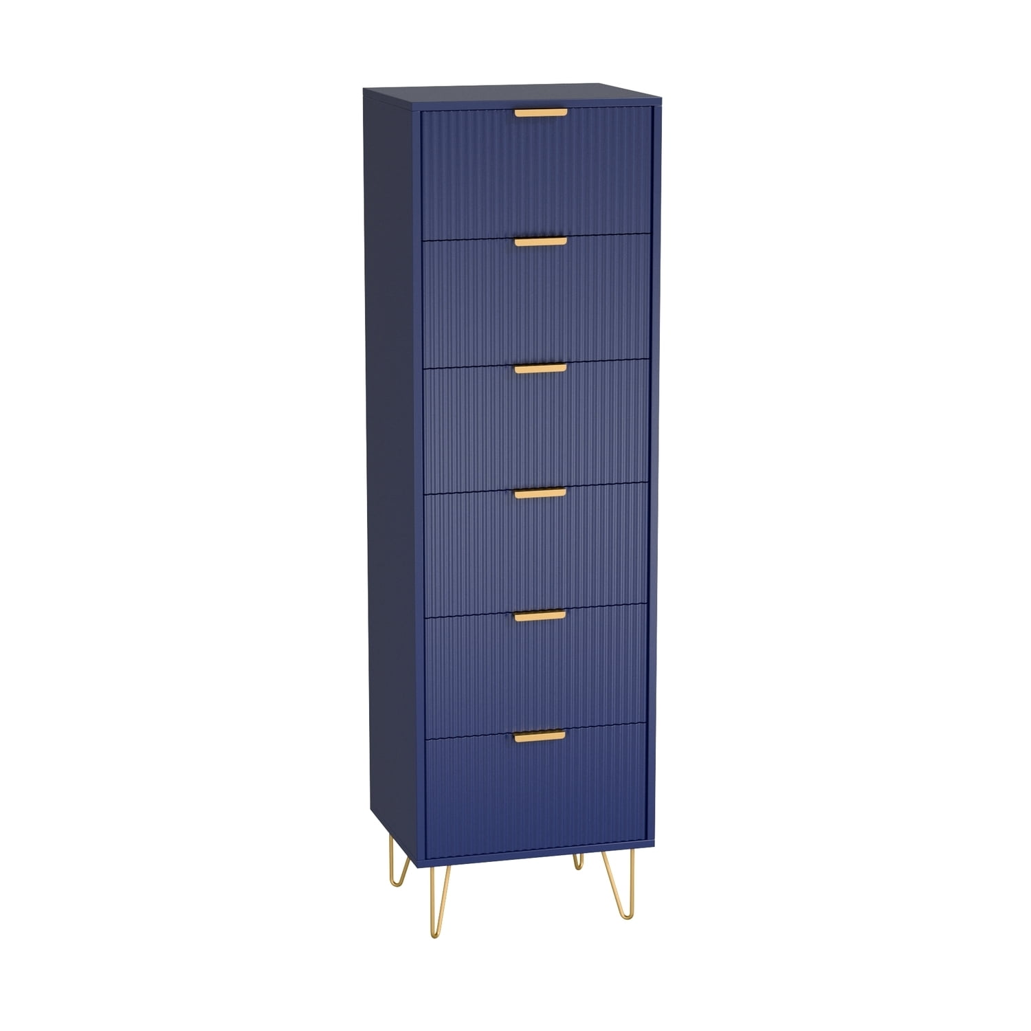 HomeStock French Fabulous 6 Drawer Lingerie Chest, Navy Blue, Gold