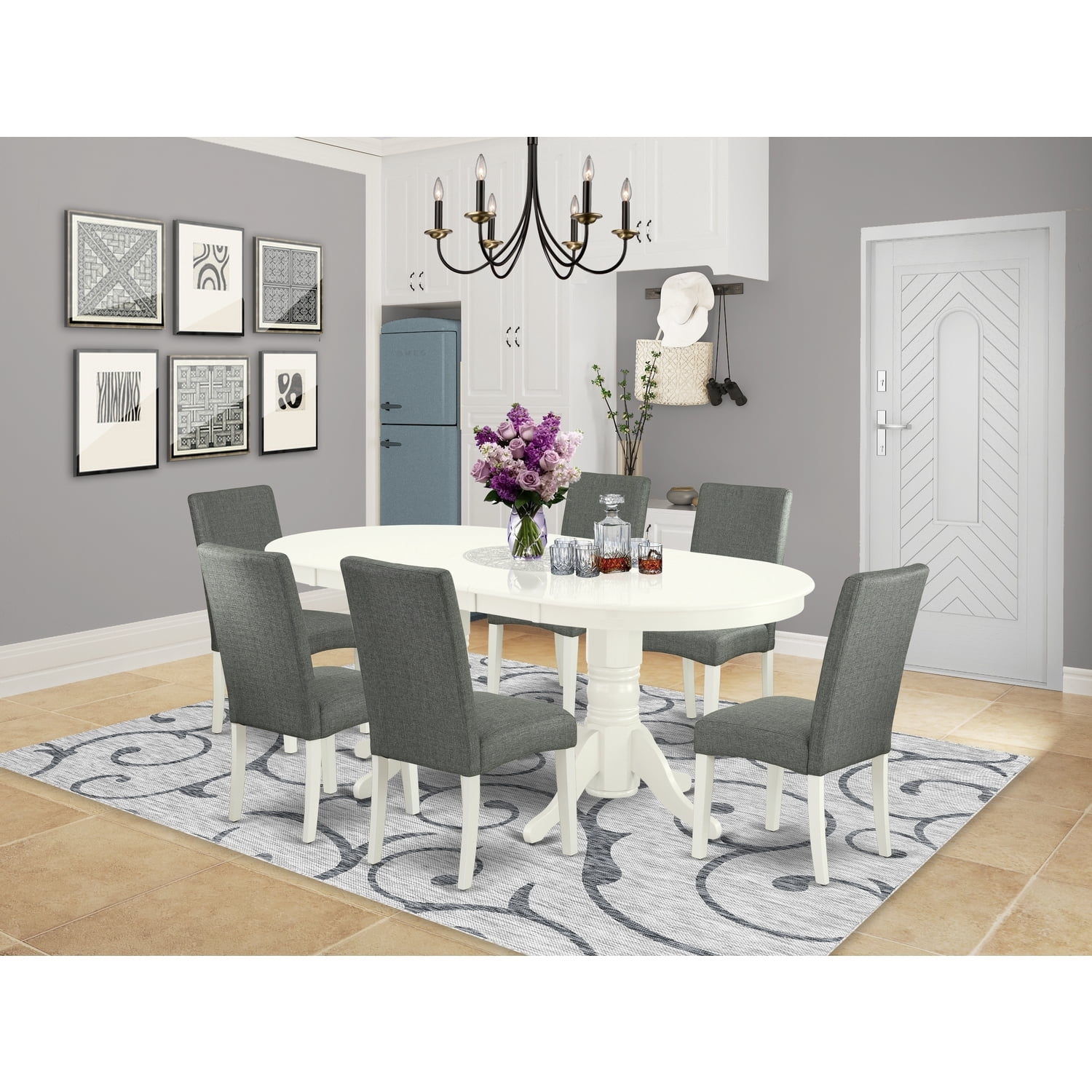 HomeStock French Fabulous 7 Pc Dining Room Set Dining Table With Self ...