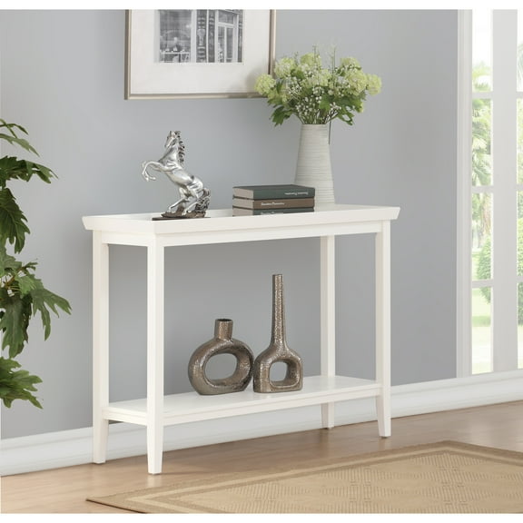 Console Table with Shelf - White Finish, 48" Wide, Entryway Table, Living Room Decor