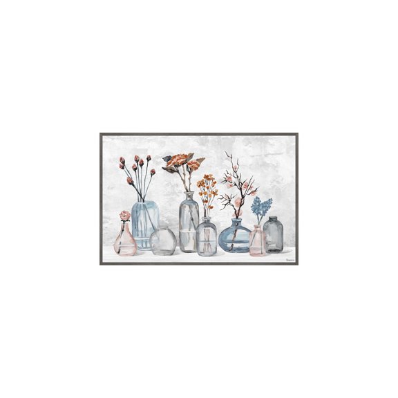 HomeStock French Fabulous Flower Glassware Floater Framed Painting Print on Canvas, 30" x 45", Modern Handmade Canvas Art Decor - Unique and Chic Wall Prints for Contemporary Spaces