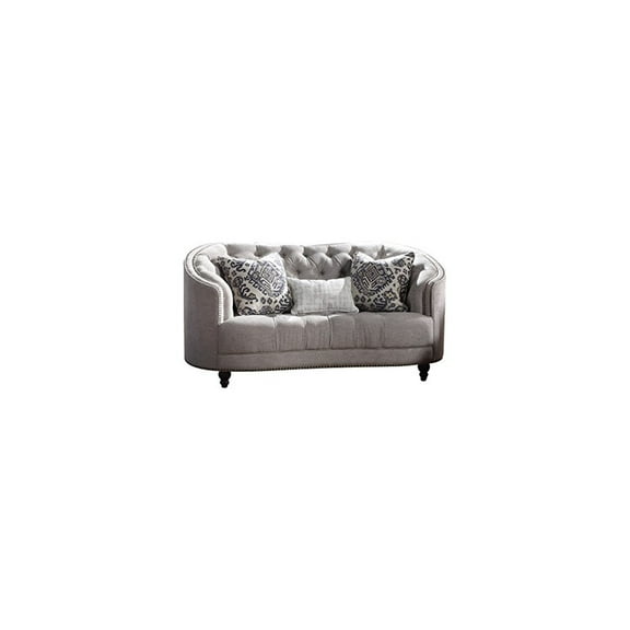 HomeStock French Fabulous Loveseat w/3 Pillows, Light Gray Fabric