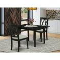 thumbnail image 1 of Mid Century Dining Table Set with 2 Chairs - Black Finish, Butterfly Leaf, Linen Fabric Seat, 1 of 5