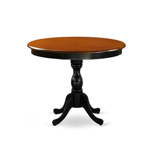 French Flair 5-Piece Wooden Dining Set Consists of a Wood Kitchen Table and 4 Blue Linen Fabric Parson Chairs with Button Tufted Back
