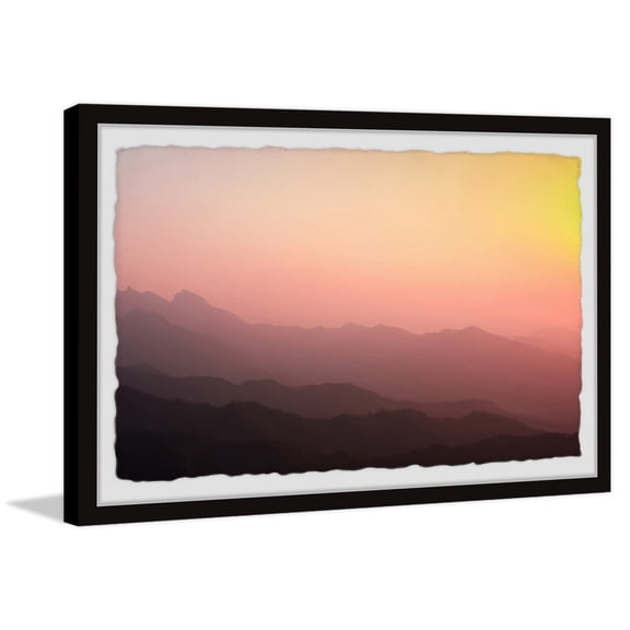 Sunrise Mountain Landscape Painting Print - Framed Wall Art Decor