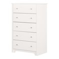 thumbnail image 1 of HomeStock French Flair Contemporary Style Bedroom 5-Drawer Chest, Painted Finish with Storage Feature - 19.5"D x 31.25"W x 48.75"H-Color:White, 1 of 1