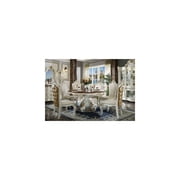 HomeStock French Flair Dining Table w/Single Pedestal, Antique Pearl & Cherry Oak 1Set/2Ctn