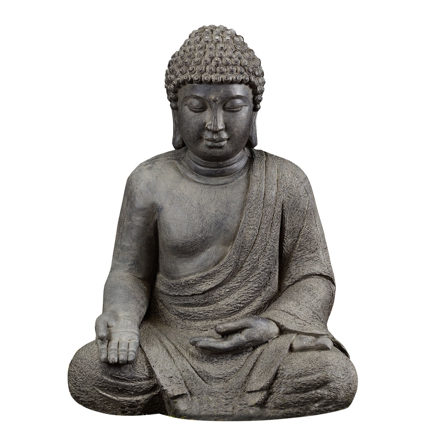 HomeStock French Flair Gray Mgo Meditating Buddha Outdoor Statue