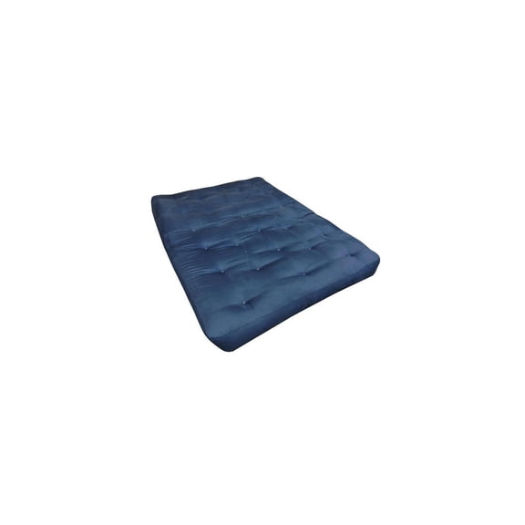 King Futon Mattress - 6 Inch Foam & Cotton - Medium Firm - Blue Microfiber Cover - HomeStock