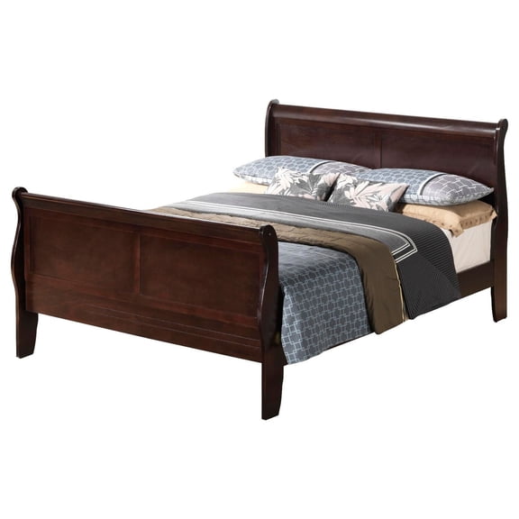 Sleigh Bed Frame Full Size Platform Bed Elegant Bedroom Furniture Gray Finish