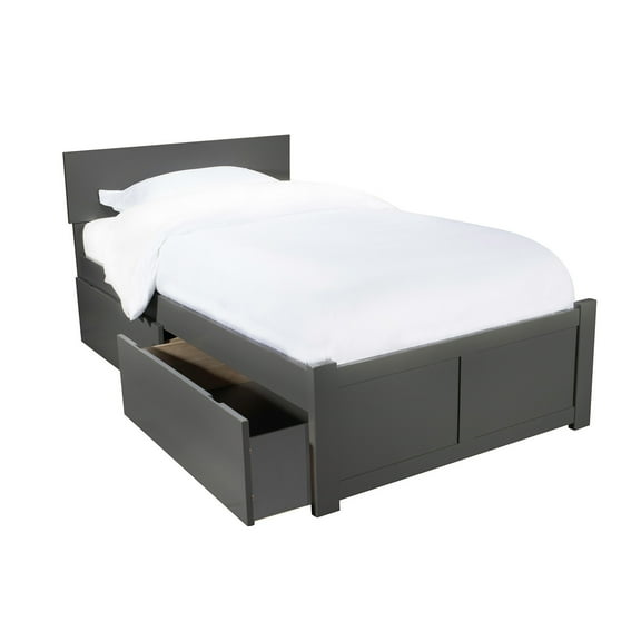 HomeStock French Flair Platform Bed with Flat Panel Footboard and Turbo Charger with Bed Drawers
