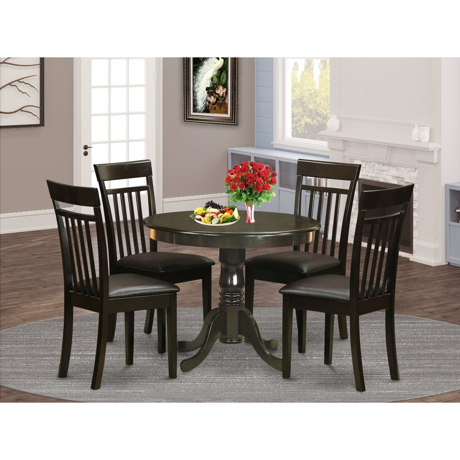 5 Piece Dinette Set - Round Kitchen Table & 4 Dining Chairs