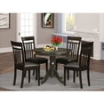thumbnail image 1 of 5 Piece Dinette Set - Round Kitchen Table & 4 Dining Chairs - Cappuccino Finish - 36 Inch Table, 1 of 5