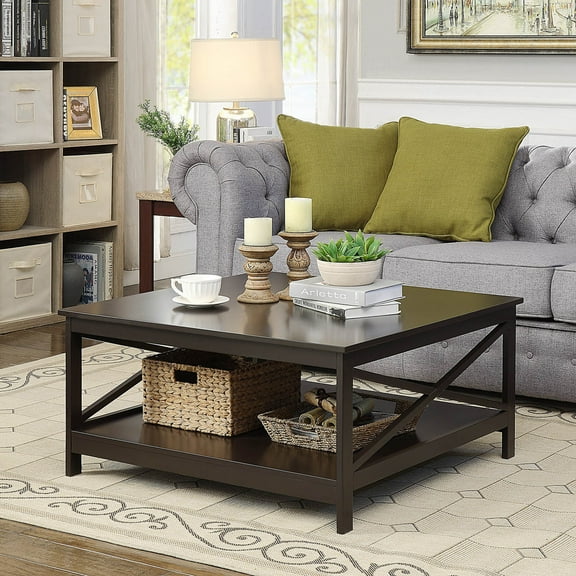 Homestock French Fabulous Square Coffee Table, 36-Inch, Durable Material, 36" W X 36" D X 18" H - A Stylish Addition To Elevate Your Home Decor!-Color:Espresso
