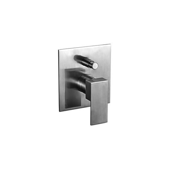 HomeStock Fresh Brushed Nickel Modern Square Pressure Balanced Shower Mixer with Diverter Elevate Your Shower Routine with Chic Brushed Nickel and Easy Diverter Control