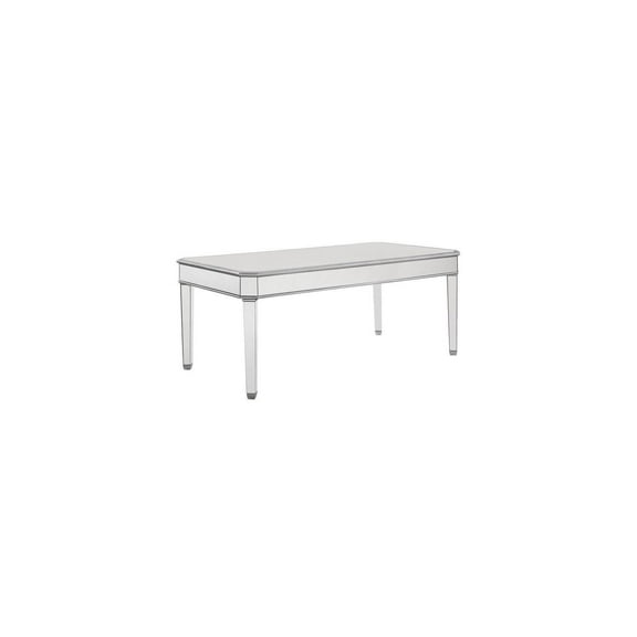 Glam Dining Table - Solid Wood, Silver Finish, Mirror Accent - 60" Rectangle Table