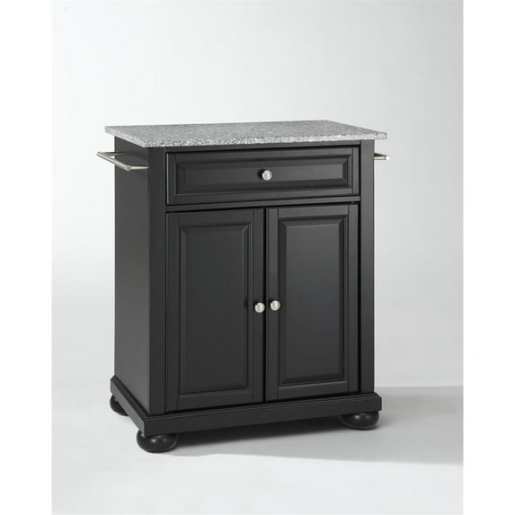 HomeStock Lakefront Luxury Portable Kitchen Island, Spacious Countertop, Modern Kitchen Furniture, Convenient Storage Drawer Kitchen Island-Color:Black,Size:Granite Top