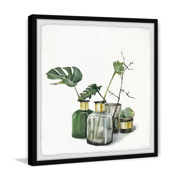 HomeStock Global Glam Greeny Golds Framed Painting Print, 32" x 32", Contemporary Wall Decor: Abstract, Digital Art Prints, and Modern Styles for Your Home