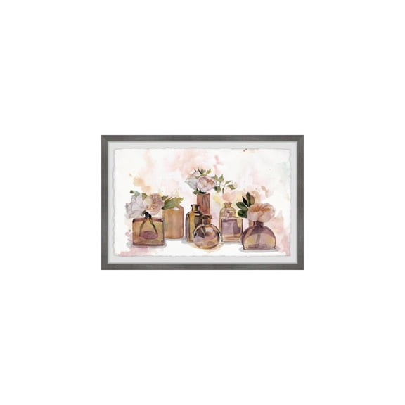HomeStock Global Glam Topaz Clear Bottles Framed Painting Print, Contemporary Wall Decor: Abstract, Digital Art Prints, and Modern Styles for Your Home