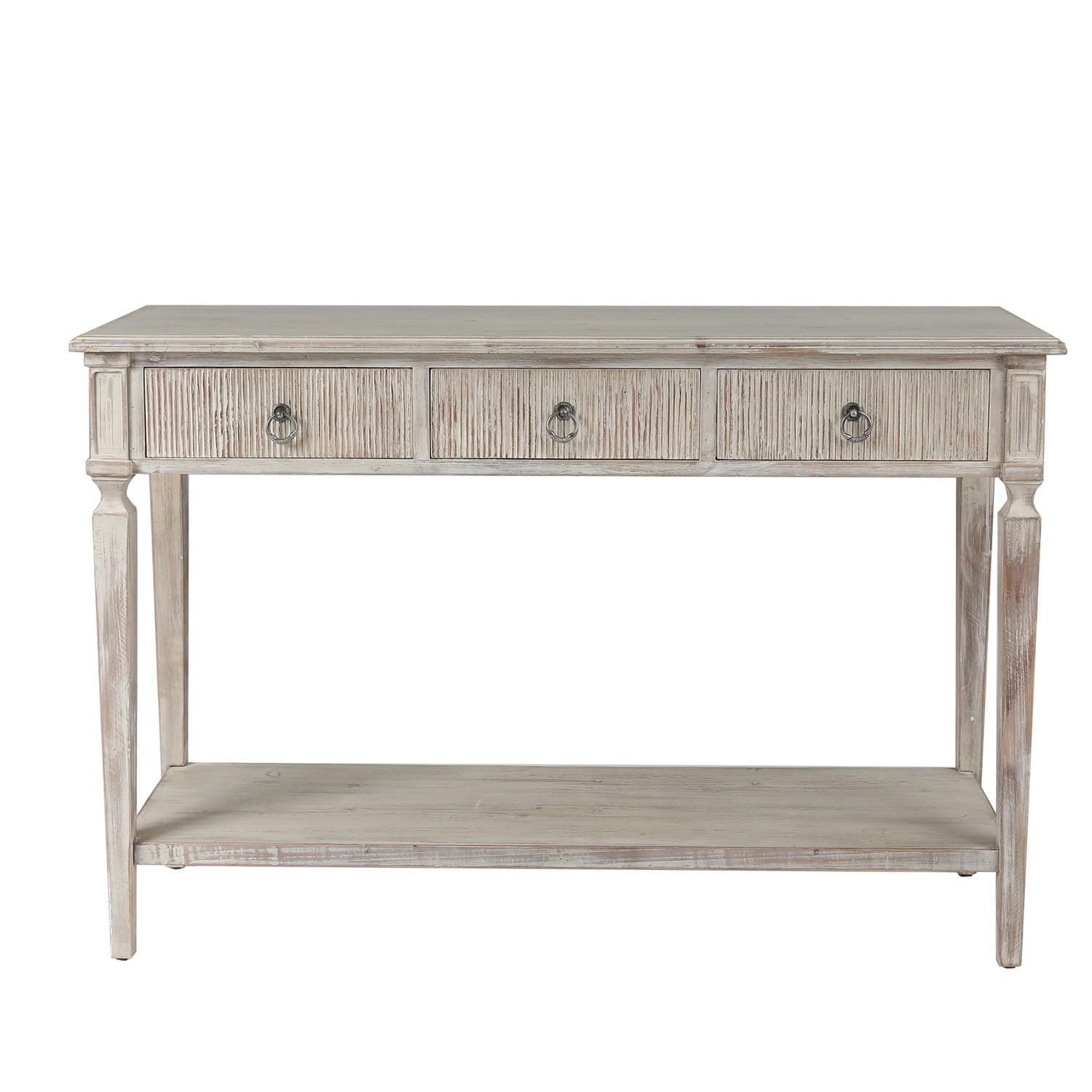 HomeStock Global Glam Whitewashed Wood 3-Drawer 1-Shelf Console And ...