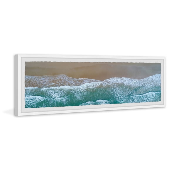 Coastal Wave Painting Print - Seaside Beach Wall Art Decor - Framed Ocean Landscape Picture