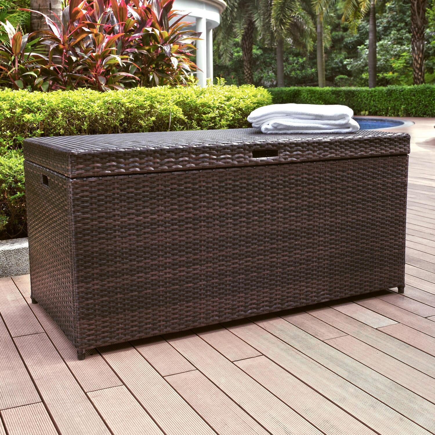 Palm Harbor Luxurious Wicker Outdoor Storage Bin, 190 Gallon, Brown