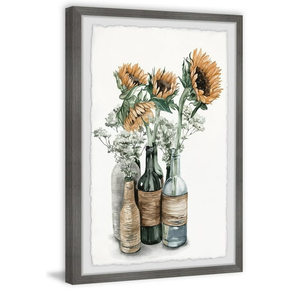 Sunflower Centerpiece Painting PrintFramed Wall Art for Home DecorVibrant Floral Artwork