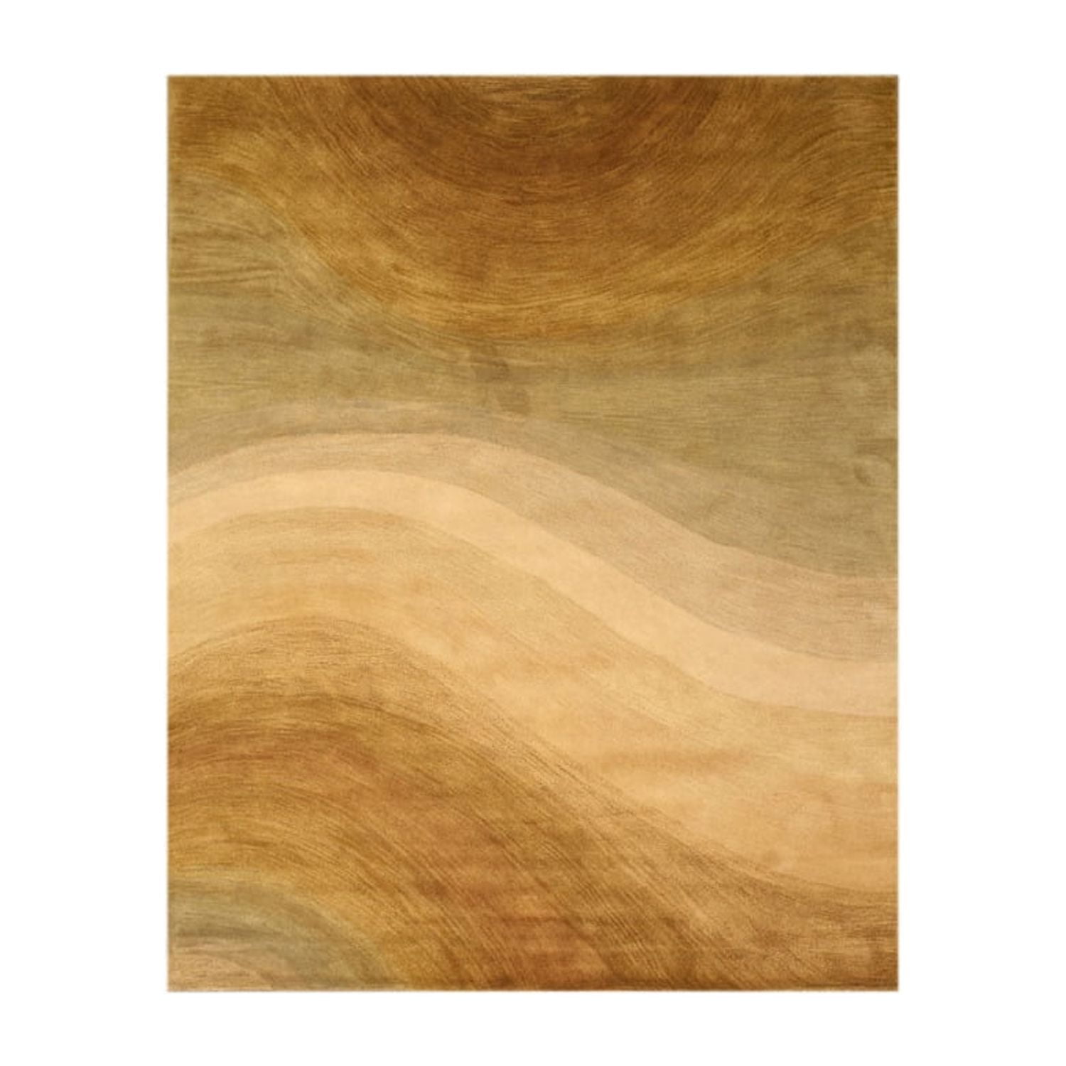 Gold and Beige Hand-Tufted Wool Area Rug, 7'9 x 9'9