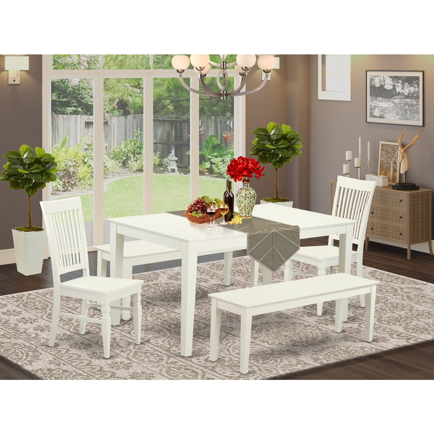Gothic Glamour Dining Set - 5 Piece Table & Chairs - Linen White ...