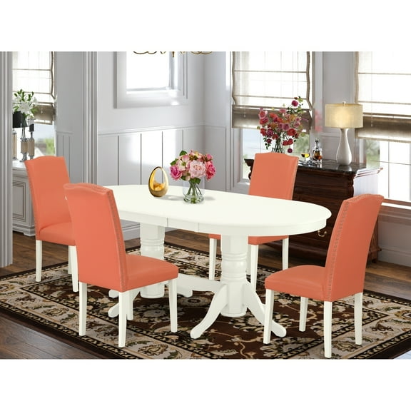 Gothic Glamour Dining Set 5pc - Pink Flamingo Table & 4 Parsons Chairs - Modern Dining Room Furniture