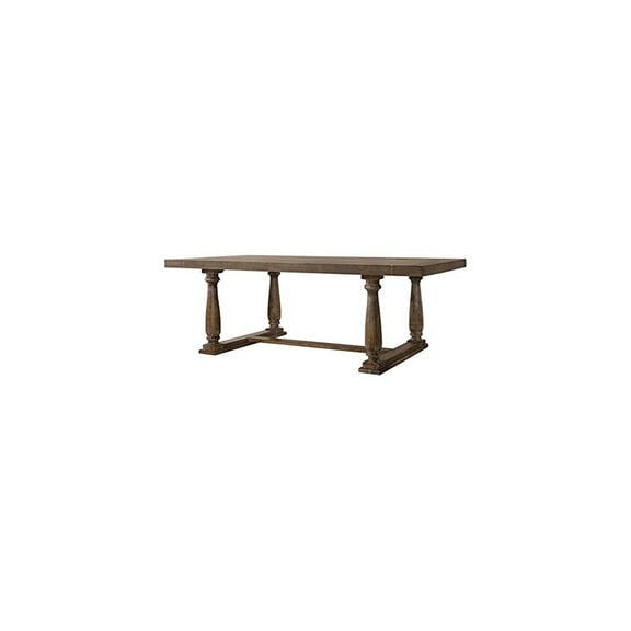 Homestock Gothic Glamour Dining Table, Weathered Oak, 30" H X 42" W X 84" L - A Beautifully Crafted Table With A Classic Trestle Base, Suitable For Elegant Dining!
