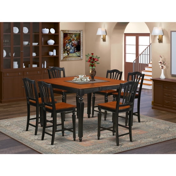 HomeStock Gothic Glamour Height Table Set-Square Pub Table And 6 HomeStock Height Chairs