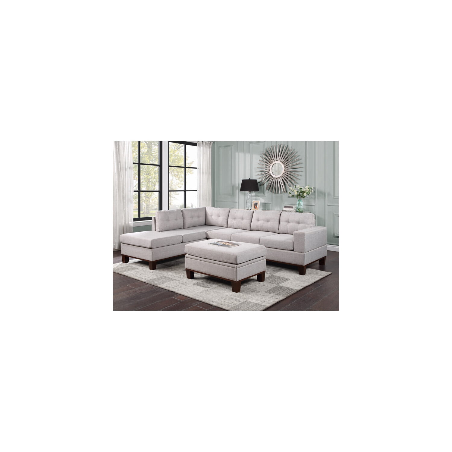 HomeStock Gothic Glamour Reversible Sectional Sofa with Dropdown ...