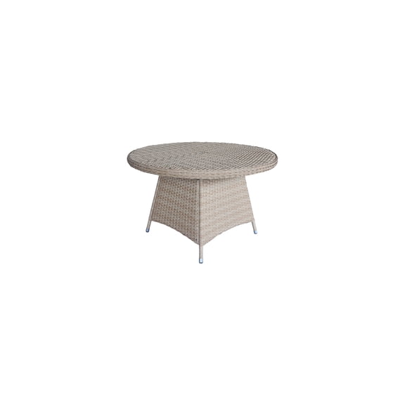 HomeStock Gothic Glamour Round Outdoor Patio Dining Table, 48-In W x 48-In L x 30-In H, Powder-Coated Aluminum Frame with PE Wicker, Natural Finish